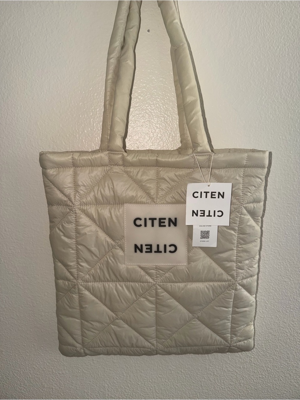 Quilted Cream Tote Bag
